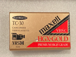 1 Maxell TC-30 VHS-C Video Cassette Tape HGX- GOLD - NEW a2 - $10.99