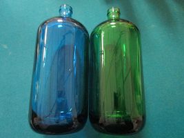 Czech Bottles Blue Green Crystal Compatible with Antique Amber Pharmaceutical -L - $45.07+