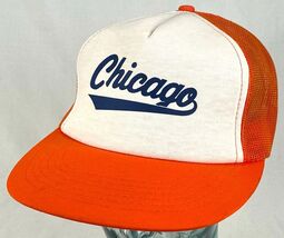 CHICAGO Hat-Orange-Mesh-Snapback-Vtg - $16.49