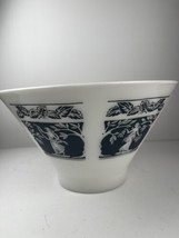 Hazel Atlas White Milk Glass Serving Bowl-Wedgewood Blue Greek Goddess GIFT - £9.35 GBP