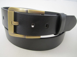 New Mens Snap-On Black Dress Casual Leather Belt W/ Brass Color Removabl... - £5.55 GBP