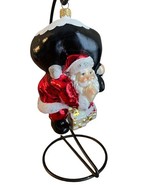 7” Santa Claus Gifts Presents Black Sack Poland Glass Christmas Ornament... - $530.69 MXN