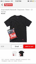 Supreme Hanes Tagless Tee Shirts 3 pack size small 100% AUTHENTIC! - £55.05 GBP