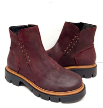 MIZ MOOZ  NUBUCK LEATHER  BOOTS   SIDE ZIPPER   WINE 37EU / 7US NEW # Z-234 - $39.95