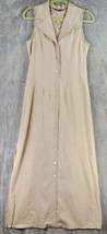 My Michelle Dress Womens 9/10 Tan Linen Blend Button Up Vintage Maxi Mad... - £29.89 GBP