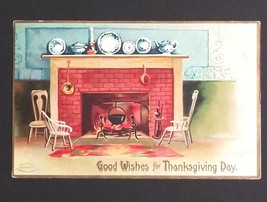 Good Wishes for Thanksgiving Day Hearth Clapsaddle 1907 Int Art Pub Co Postcard - $14.99