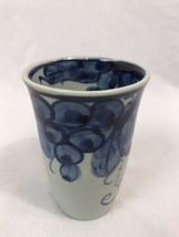 Vintage Chinese Blue &quot;Grapes&quot; Tall Tea or Sake Cup, Signed - £6.82 GBP