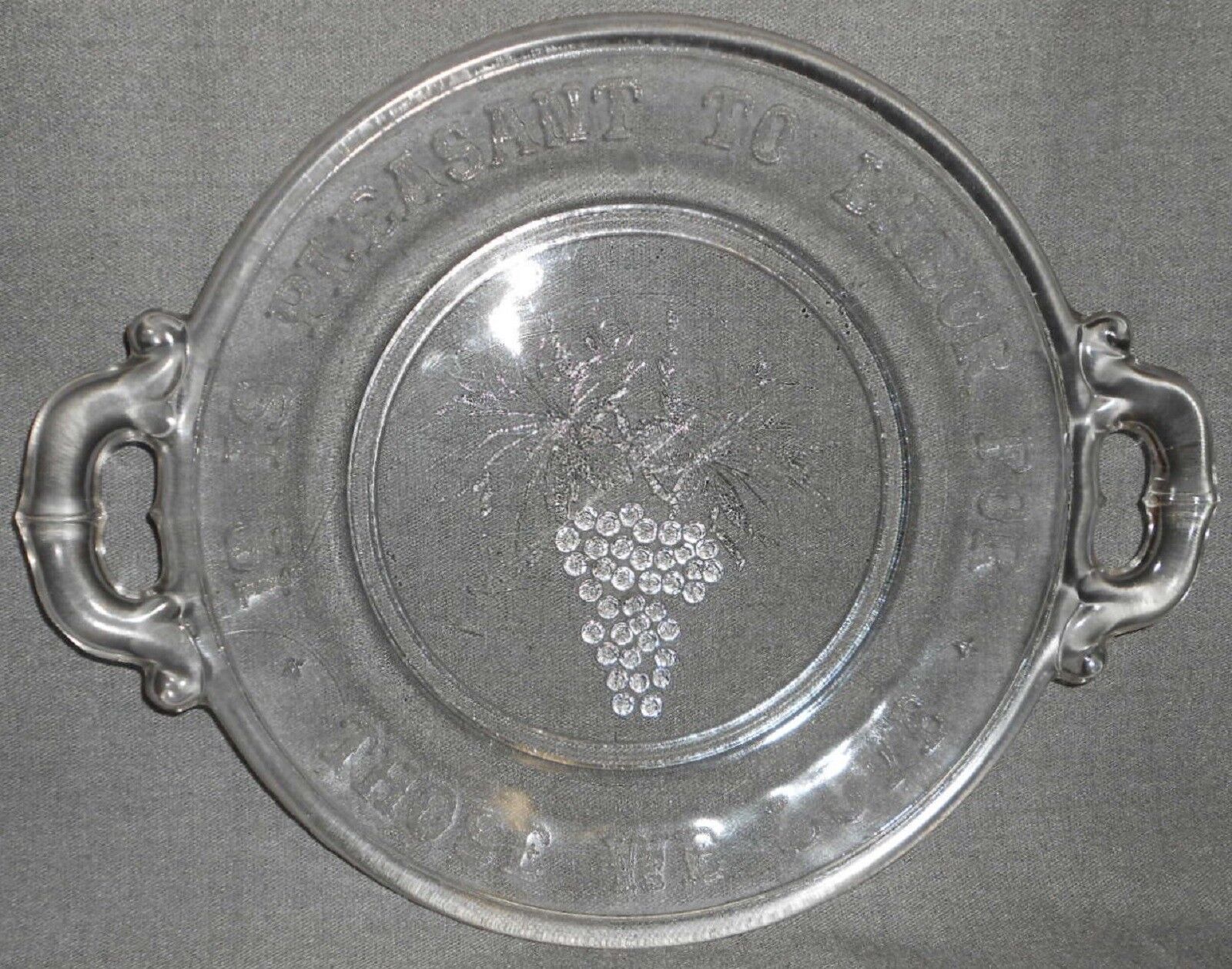 EAPG 1800s Pressed Glass GRAPES It Is Pleasant To Labor For Those We Love PLATE Item image 6