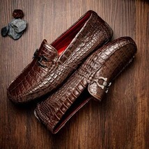 Parma Genuine Caiman Belly Slip On Bit Driving Loafers Brown image 9