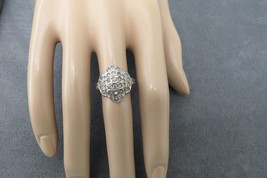 Vintage Ring Sterling Silver Designer Clear Stones 2.9 Grams Size 8 - £22.67 GBP