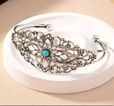 Turquoise Cuff Filigree Bangle Bracelet - $14.84