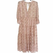Elan Chania Pink Aztec Print Tiered Maxi Dress NWT Small - $79.48