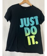 Nike Shirt Boys Sz Large Black Neon Just Do IT Spell Out Youth Logo T - $123.56 MXN