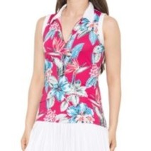 NWT TOMMY BAHAMA FUCHSIA BIRD FLORAL Sleeveless Golf Shirt Polo M L XL - £35.85 GBP