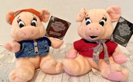 Lot 2 Vintage Harley Davidson Plush Bean Bag Toy Biker Pigs RACER &amp; PUNKY 1997 - £10.79 GBP