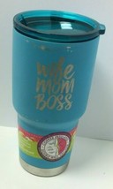 Novelty Reusable Baby Blue &quot;Wife Mom Boss&quot;  Printed 30oz Stainless Steel - £11.14 GBP