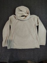 BURTON Women Size L Pullover Sweatshirt Hoodie Sherpa Pockets Ivory Beige - £18.04 GBP