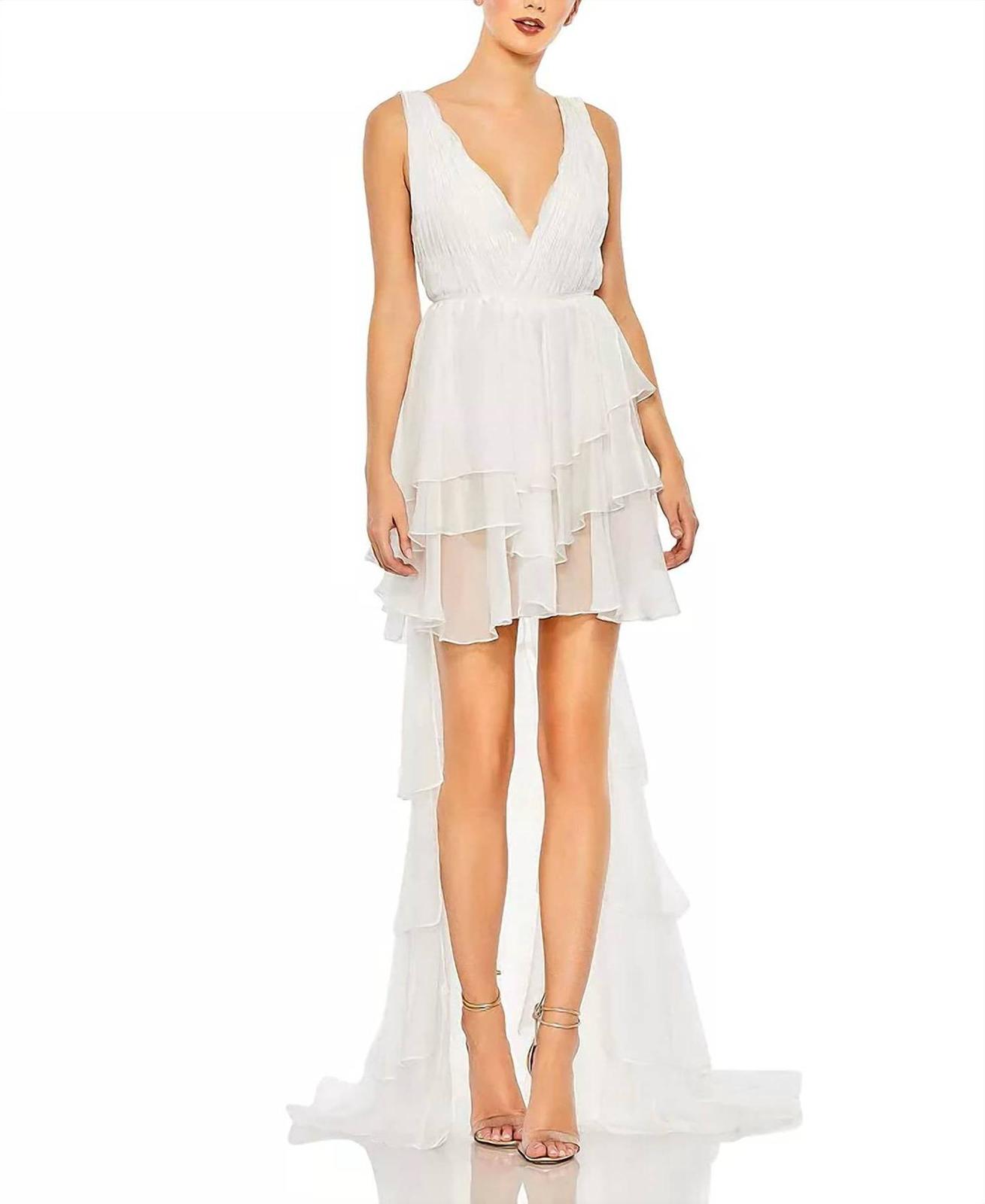 Mac Duggal Built In Bodysuit Tiered High Low Gown Size 2 - $194.04