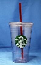 Insulated Clear Starbucks Cup Hot or Cold with Straw 16 ounces 2012 - £10.45 GBP