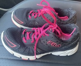 Fila Womens Size 6 Memory Foam Cool Max Sneakers Black &amp; Pink Running Shoes - $18.49