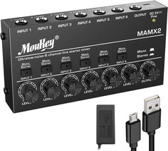 Moukey Audio Mixer Line Mixer, Dc 5V, 6-Stereo Ultra, Low-Noise 6-Channe... - $48.99