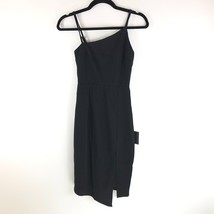 Lulus Shape the Night Black Asymmetrical Midi Dress Bodycon Sleeveless XS - £37.95 GBP