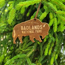 Wood Badlands National Park Christmas Ornament Bison 3.75&quot; South Dakota ... - £14.89 GBP