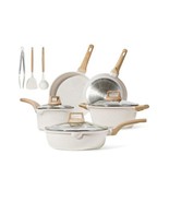 CAROTE 11PC Pots and Pans Set Nonstick, White Granite Induction Kitchen Cookware - $79.19
