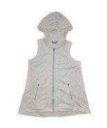 Athleta Blissful Full Zip Hooded Vest Womens Size M Cream Cotton Blend Cozy - $31.27 CAD
