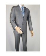 Men Suit BERLUSCONI Turkey Italian Wool 180&#39;s Glenn Plaid K230-12 Gray Blue - $329.99
