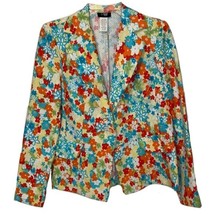 RQT Multicolor Floral Cotton Pique Blazer Jacket Womens Size 12 Vintage ... - £16.23 GBP