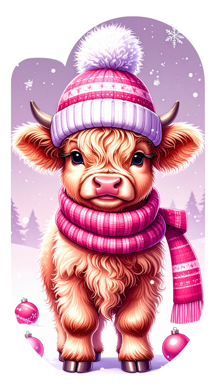 Winter Christmas Cow Paperclip Design Clipart 120PNG Digital Download Bundle  Item image 10