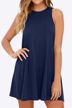 Full Size Round Neck Sleeveless Dress with Pockets - $25.00