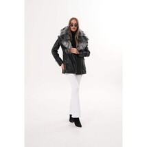 Vinci The Alessia Black Leather & Fox Fur Women Jacket image 13