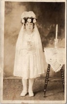 Akron Ohio Holy Communion Girl Beautiful Dress Amazing Veil Bible Postcard Z30 - £10.46 GBP