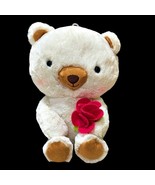 White Plush Bear Bella Stuffed Animal Pink Rose Blushing Hallmark Teddy ... - £9.19 GBP