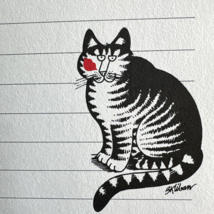 KLIBAN CAT vintage notepad - red lipstick kiss - lined 3&quot; x 8&quot; x 3/4&quot; paper pad - $25.00