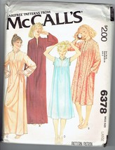 McCall&#39;s Pattern 6378 Vintage Misses&#39; Nightgown and Robe Size Small (10-12) - $11.76