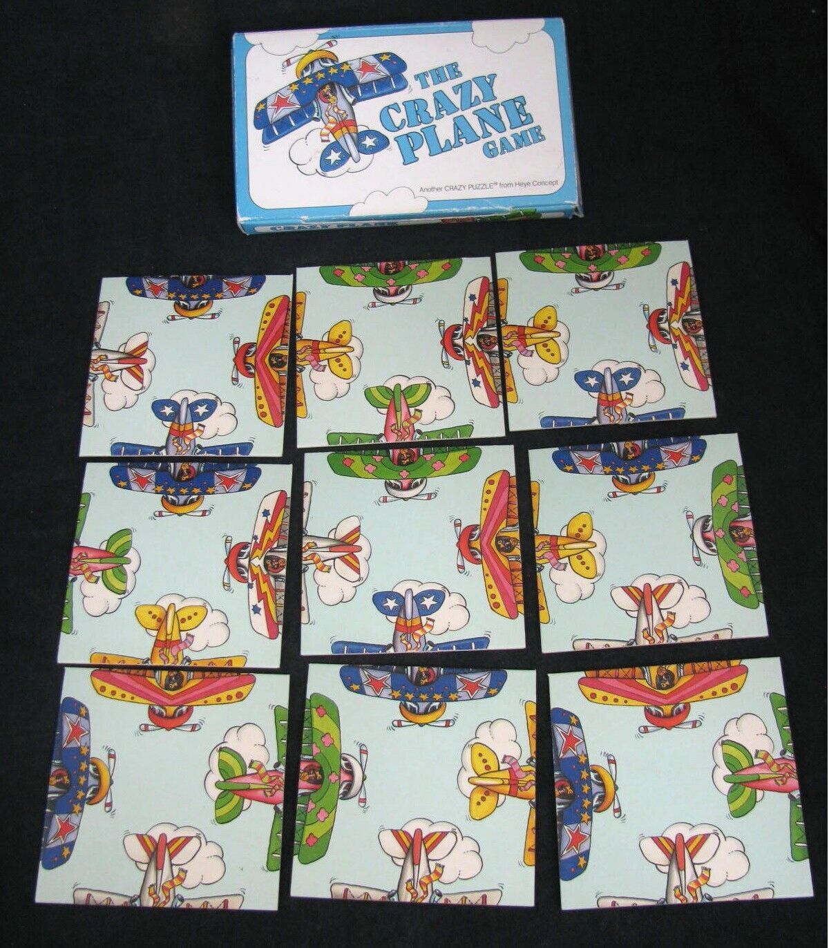 Vintage The Crazy Plane Game Picture Card Puzzle Artus Games 1980 Heye Concept - $11.87