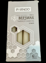 Parnoo Beeswax Candles 12 Pack 6 Hour Burn Time 100% Natural Creamy Whit... - $22.77