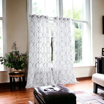 84” Silver Trellis Pattern Embroidered Window Curtain Panel - $3,073.78 MXN