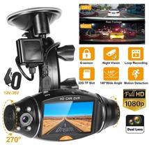 Dual Lens Car DVR Dash Camera Night Vision Recorder G-Sensor Front &amp; Rea... - £76.73 GBP