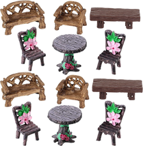 12 Pieces Garden Furniture Ornaments Miniature Table and Chairs Set Village Micr - £13.82 GBP