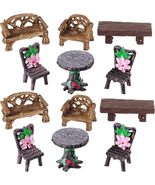 12 Pieces Garden Furniture Ornaments Miniature Table and Chairs Set Vill... - £13.83 GBP