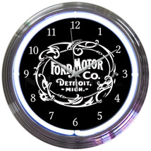 Ford Motor Company 1903 Heritage Emblem Car Racing OLP Sign Neon Clock 15"x15" - $85.99