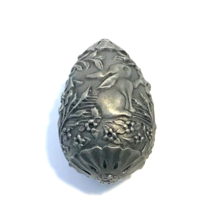 Franklin Mint Easter Egg Bunny Rabbit Floral Solid Pewter Cast Metal VTG... - $12.86