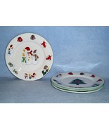 RO Gregg Welcome Winter 4 Salad Dessert Plates 1998 Snowmen Tree Cottage... - $15.00