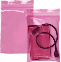 Plastics Pink Anti-Static Seal Top ZipLock Reclosable Poly Bags 4Mil All Size - £10.53 GBP+