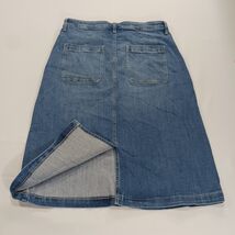 St. John’s Bay Women's Blue Cotton Blend Rear Slit Denim Skirt Pockets Size 14 image 2