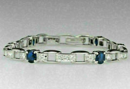 8.50Ct Oval Cut Sapphire Simulated Diamond 925 Silver Gold Plated  Bracelet - £136.68 GBP